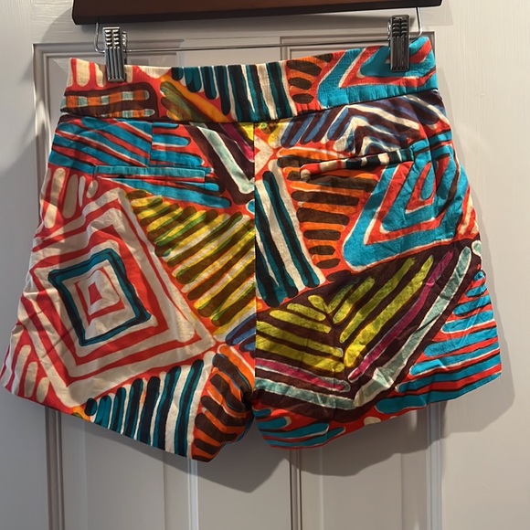 J. Crew Geo Brushstroke Tribal Aztec High Waisted Shorts Bright Colors - Picture 6 of 7